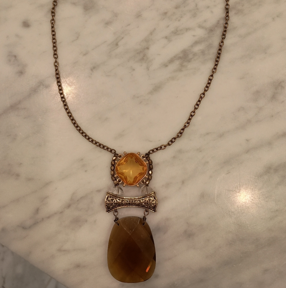 Banana Republic Gold and Brown Gem Necklace